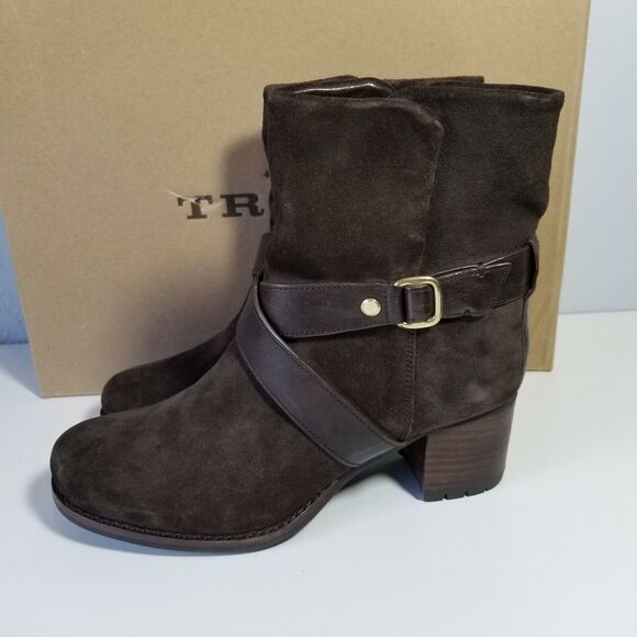 Trask Misty Dark Brown Suede Leather Ankle Boots Bootie Women Sz 8 NIB $298 - Picture 2 of 9